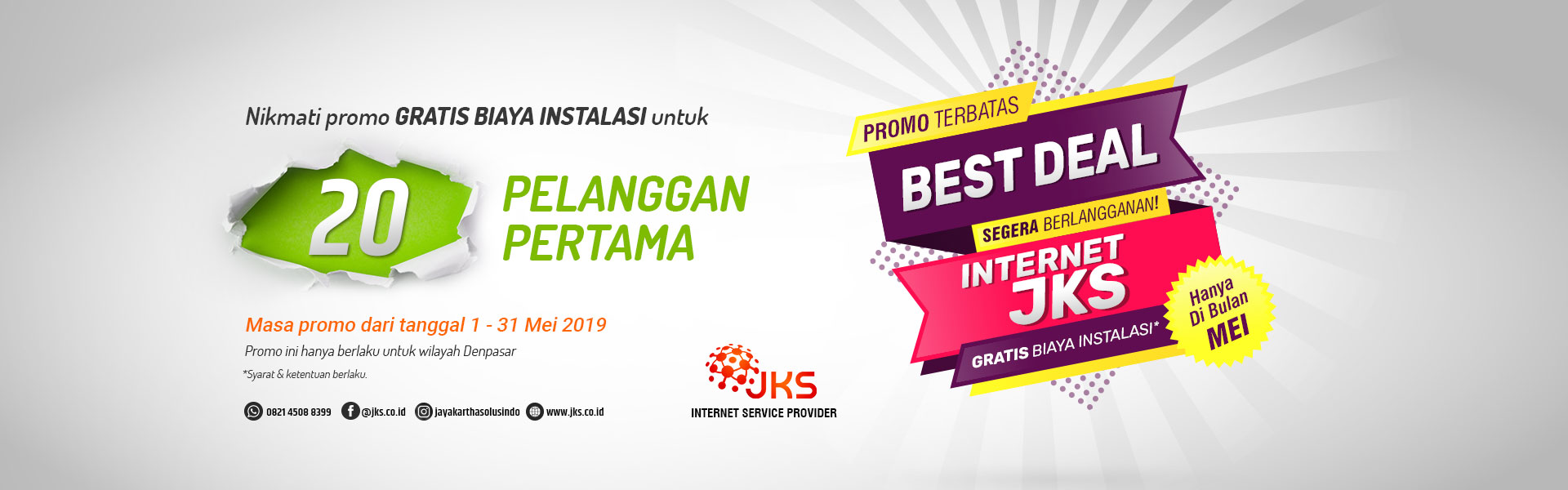 Promo Internet, Gratis Biaya Instalasi